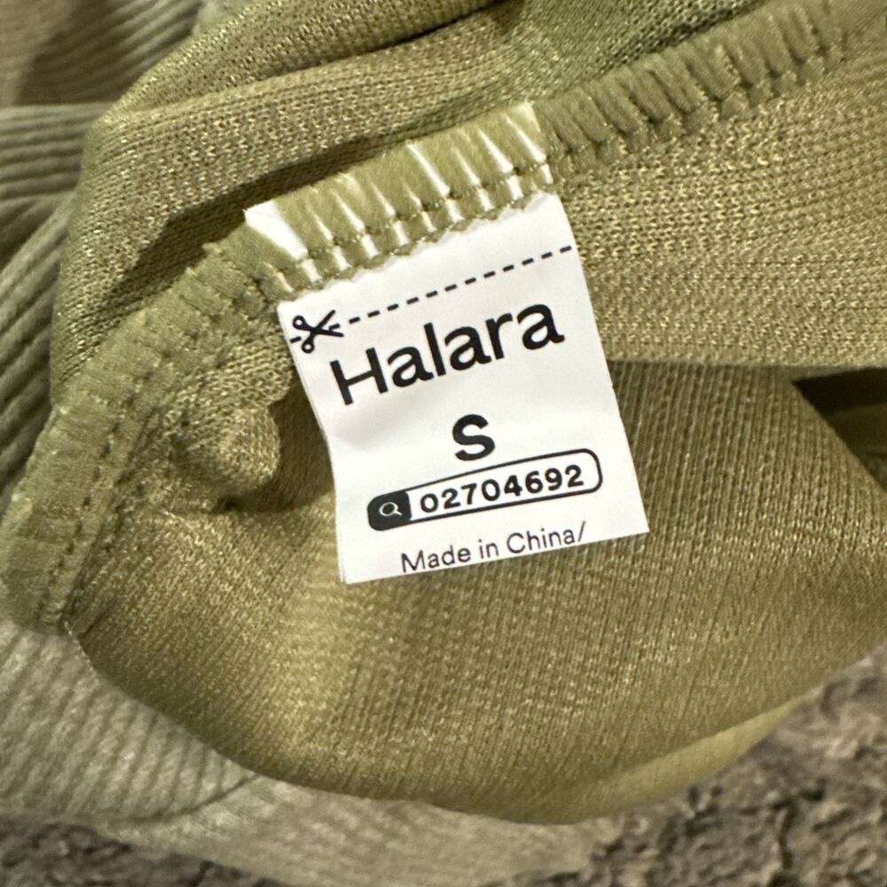 NWOT Halara Ribbed Stand Collar Long Sleeve Zipper Jacket Green Stripe Small - Picture 9 of 9